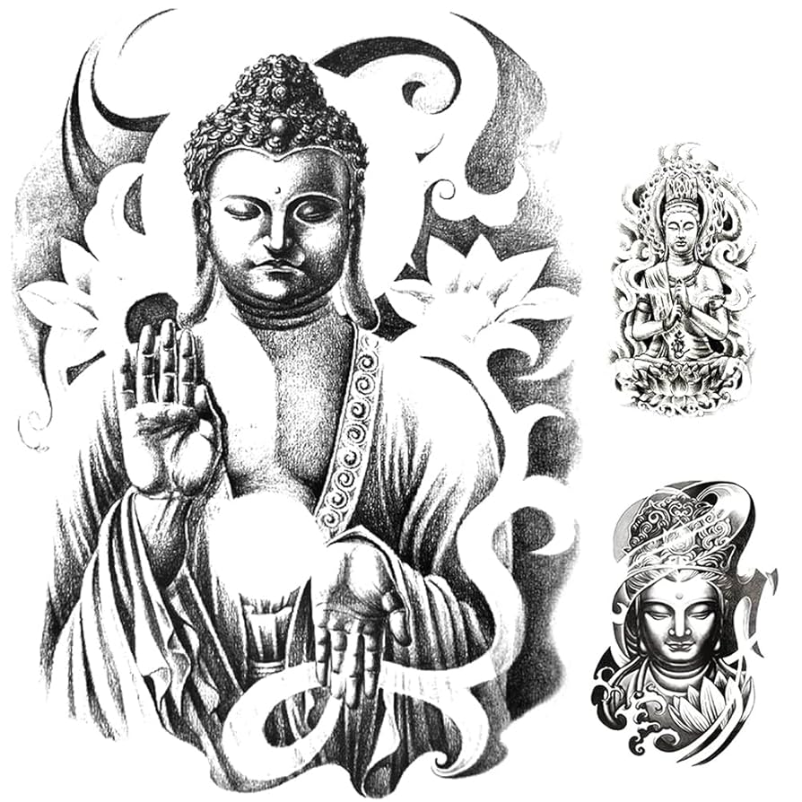 Amazon.co.jp: Yesallwas 仏 仏像 タトゥーシール メンズ 背中